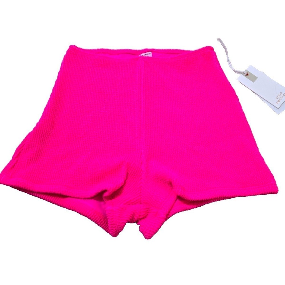 Good American Textured Swim Shorts Women's 00/0 Hawaiian Pink‎ NWT
